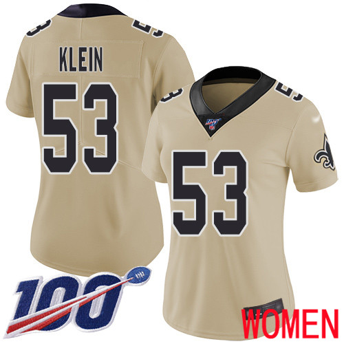 New Orleans Saints Limited Gold Women A J Klein Jersey NFL Football 53 100th Season Inverted Legend Jersey